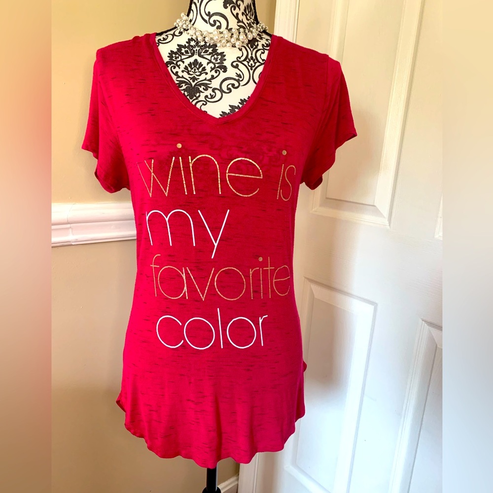 Apt 9 womens tshirt, “wine is my favorite color” size Lg.